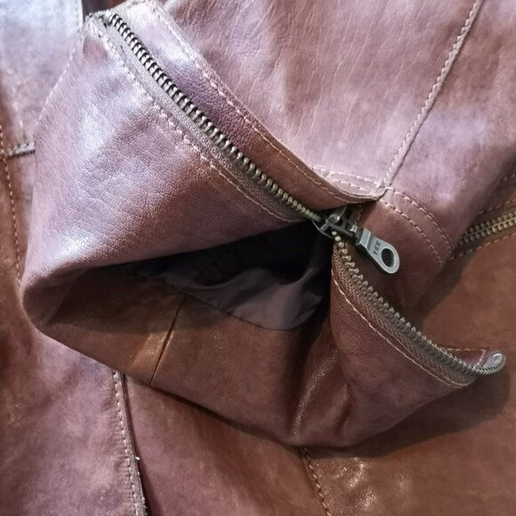 VTG Danier Genuine Italian Leather Brown Womens Large Jacket Removable Lining - Picture 9 of 16
